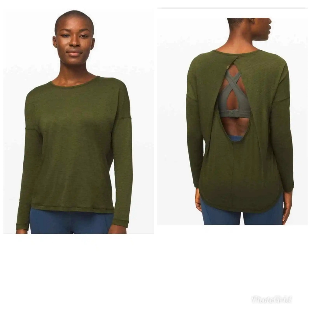 Lululemon Get Set Long SleeveHeathered Landscape Green